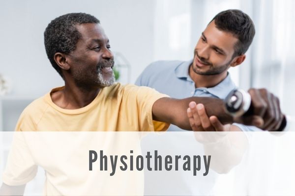 Man lifting hand weight in physiotherapy session. Physiotherapy services Propel Physiotherapy 
